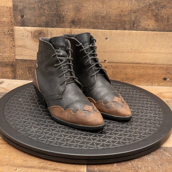 VINTAGE SPIEGEL WOMENS ANKLE BOOTS BLACK LEATHER MADE IN SPAIN LACE UP SIZE 6 - Picture 3 of 9